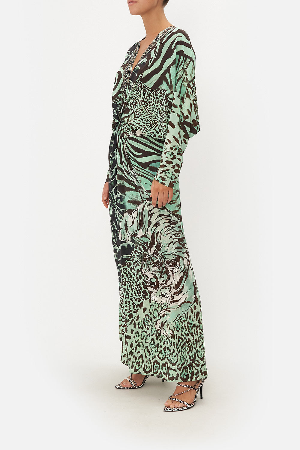 TWIST FRONT BATWING DRESS LEOPARD LORE