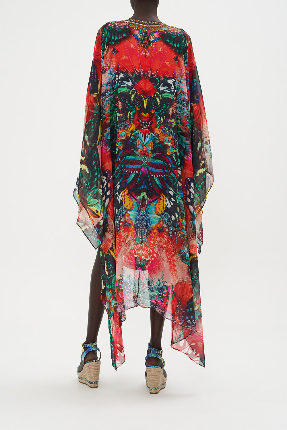 LONG SHEER OVERLAY DRESS IN A FLUTTER