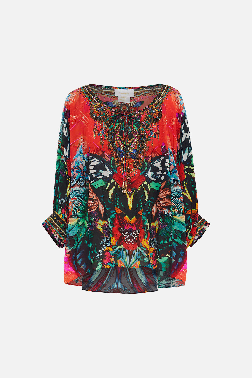 RAGLAN SLEEVE BLOUSE WITH CUFF IN A FLUTTER