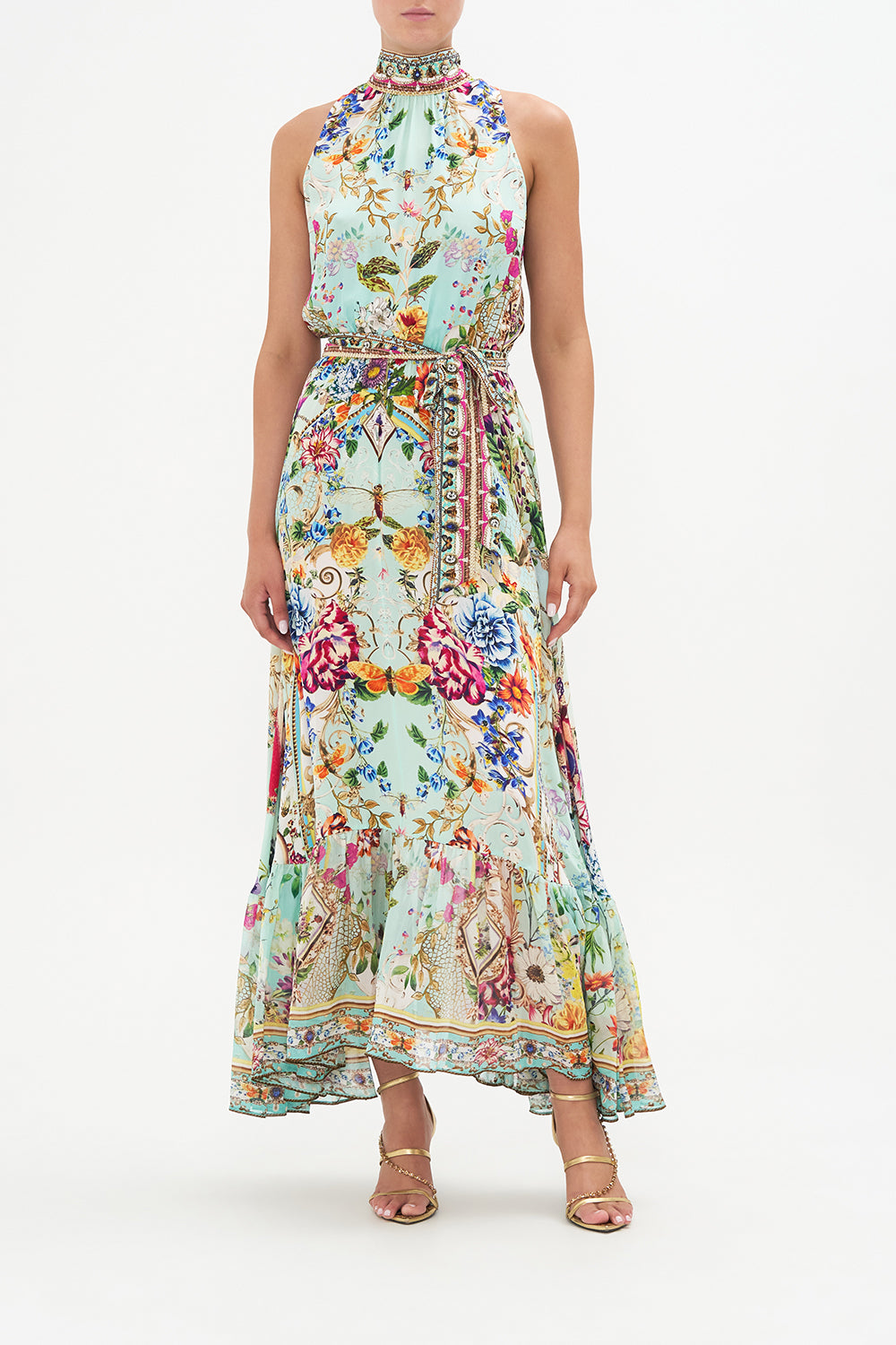 NECKTIE DRESS WITH ELASTICATED WAIST HONEY HONEY