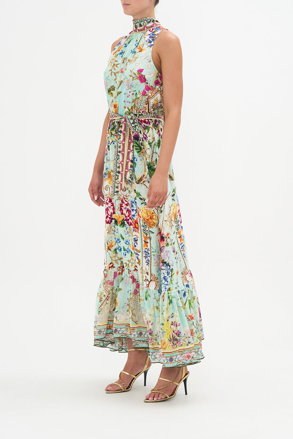 NECKTIE DRESS WITH ELASTICATED WAIST HONEY HONEY