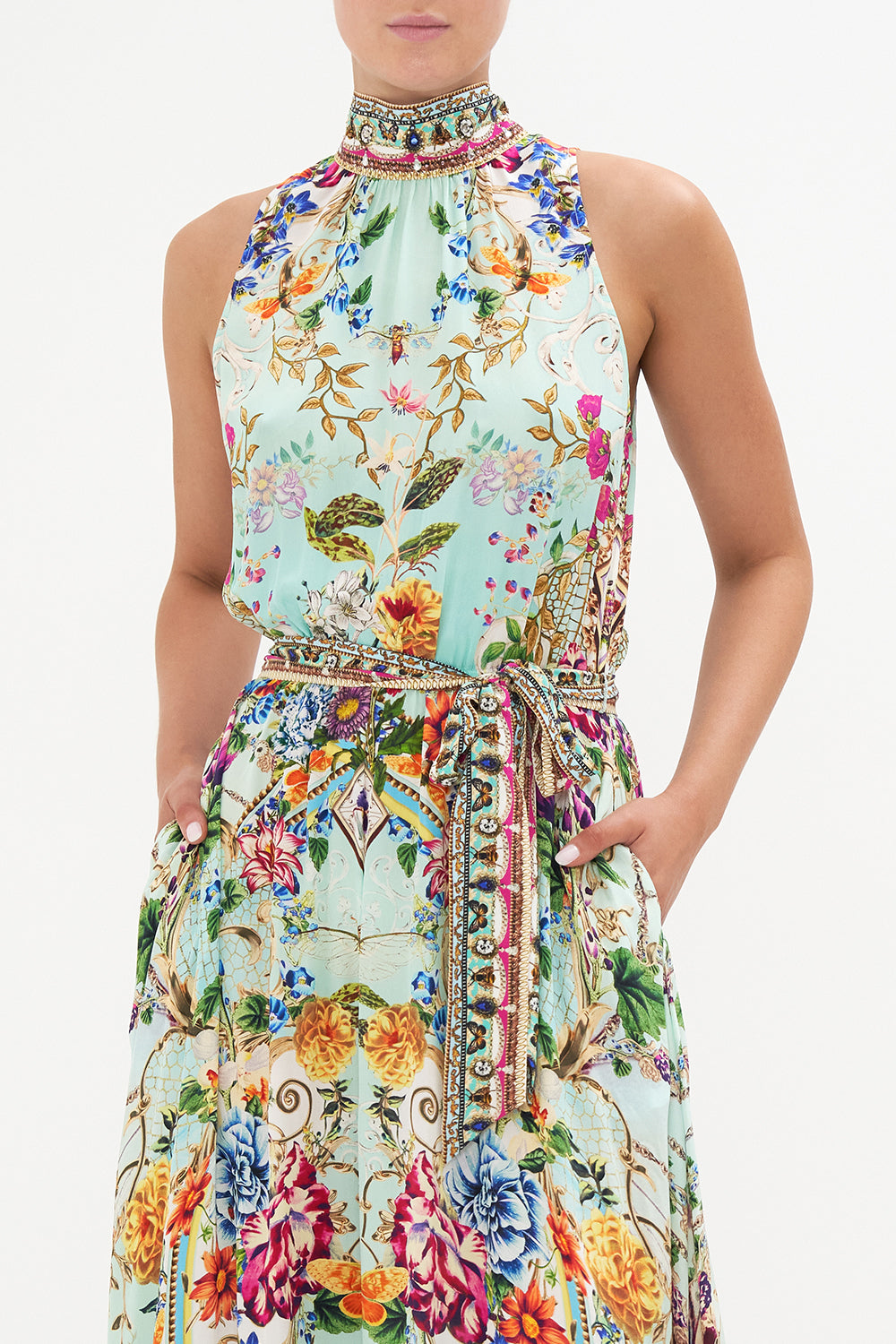 NECKTIE DRESS WITH ELASTICATED WAIST HONEY HONEY