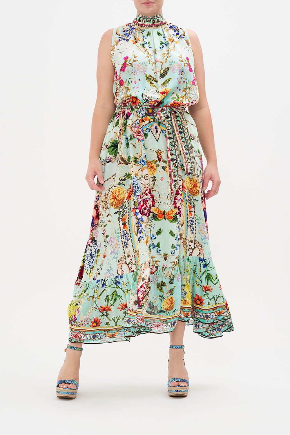 NECKTIE DRESS WITH ELASTICATED WAIST HONEY HONEY