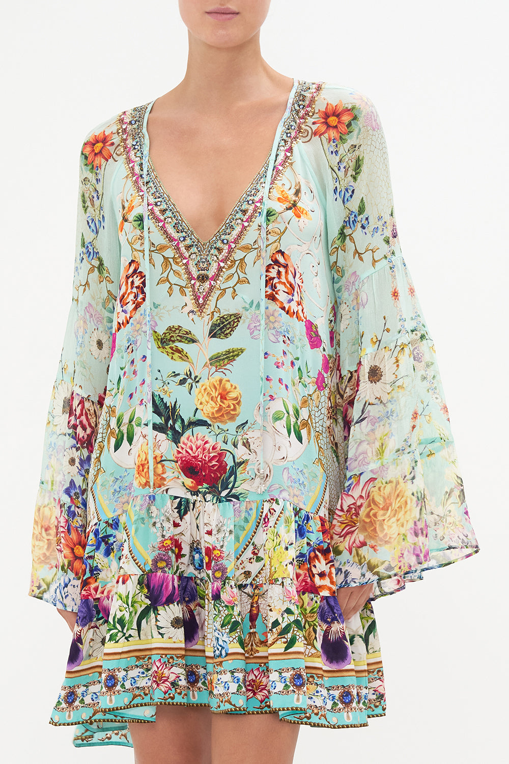 A-LINE GATHERED PANEL DRESS HONEY HONEY