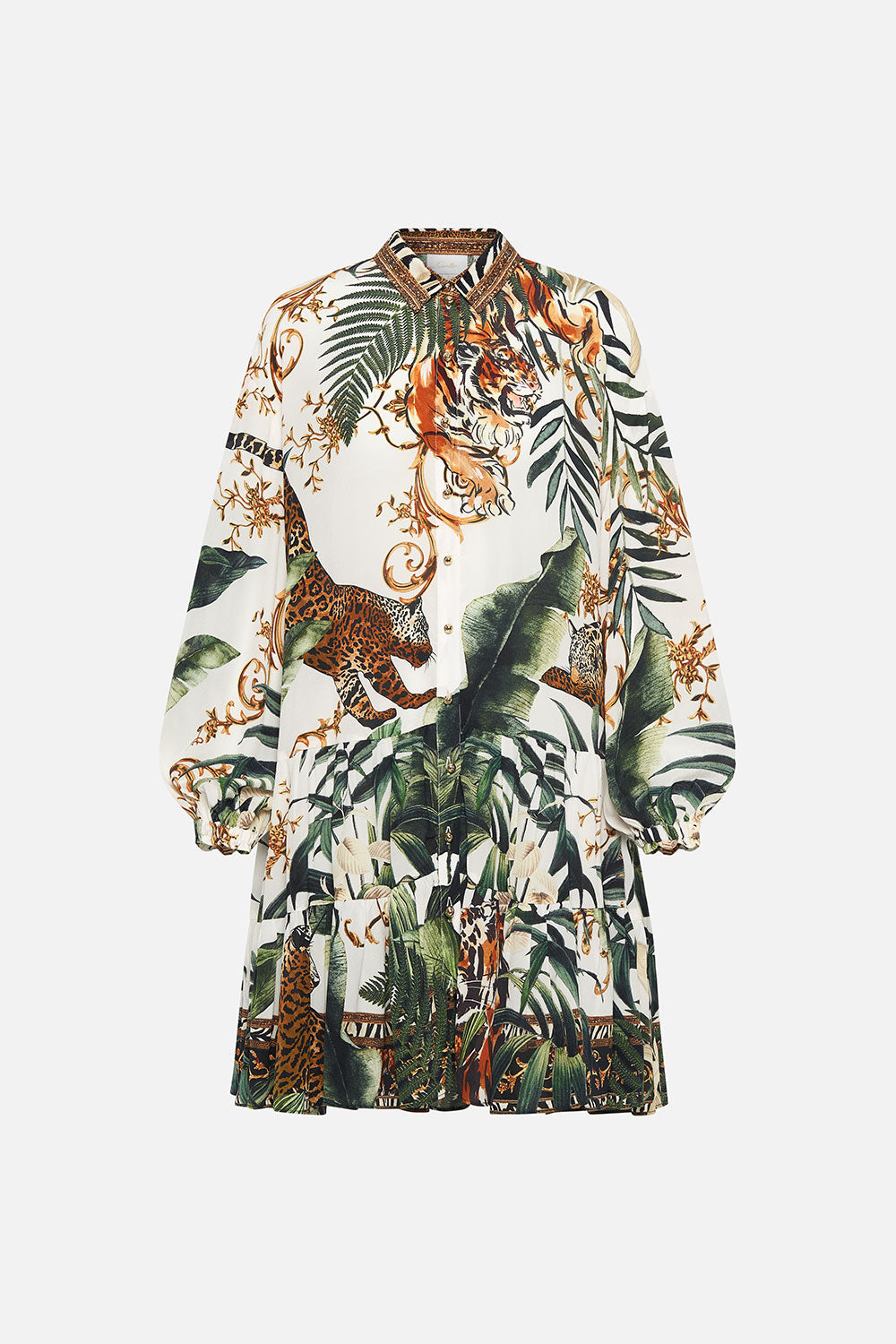 TIERED SHIRT DRESS TIGER TRAP