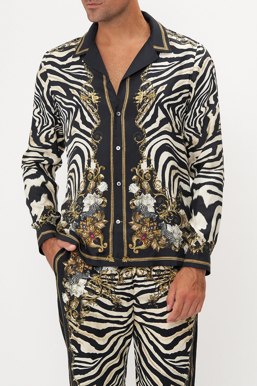 LONG SLEEVE CAMP COLLARED SHIRT EARN YOUR STRIPES