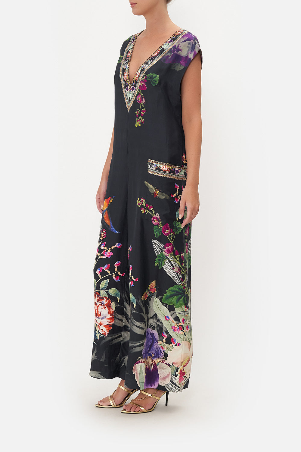 V NECK JUMPSUIT WITH PATCH POCKETS PARADISO PLACE