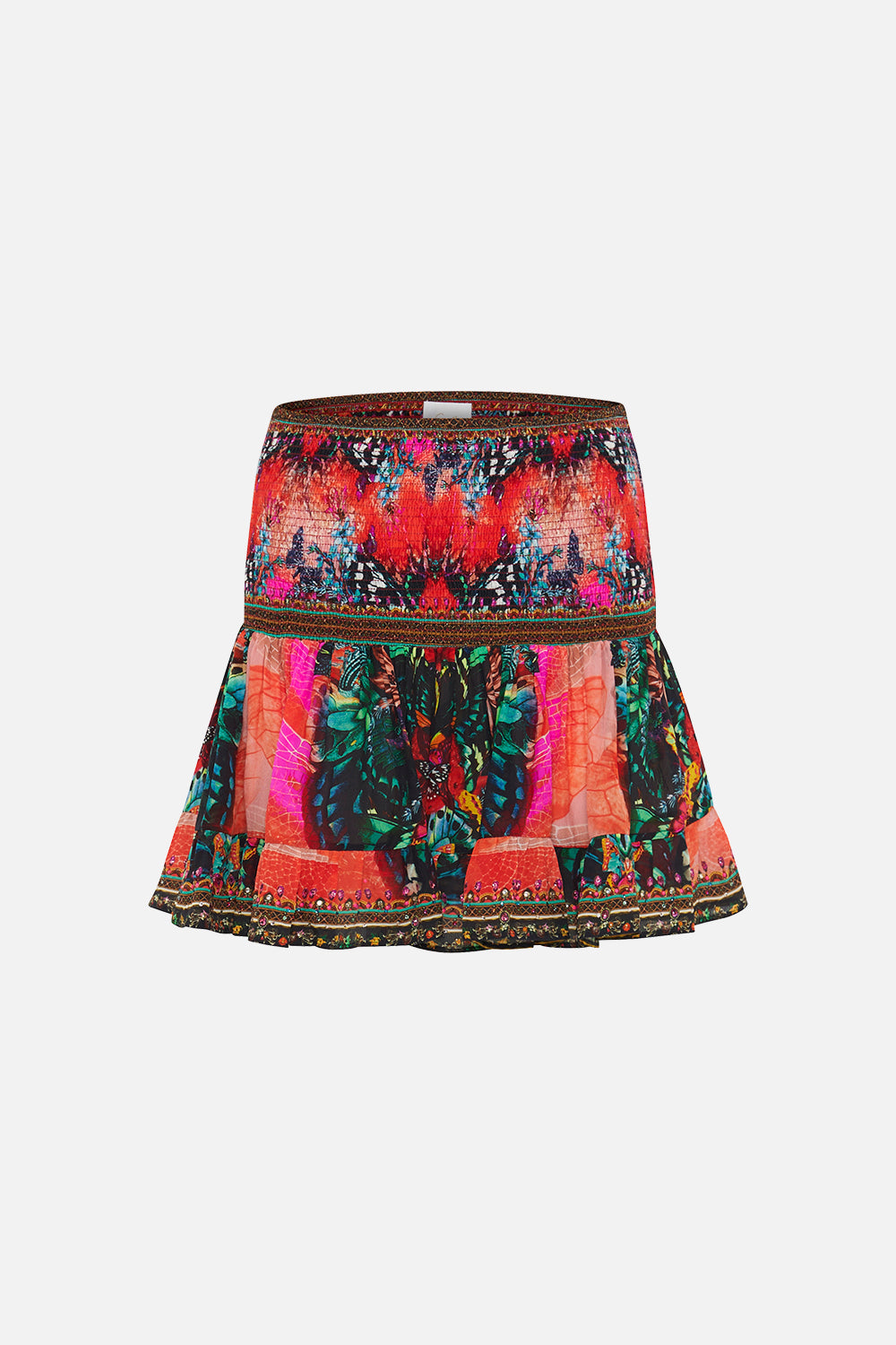 SHORT SHIRRED SKIRT IN A FLUTTER