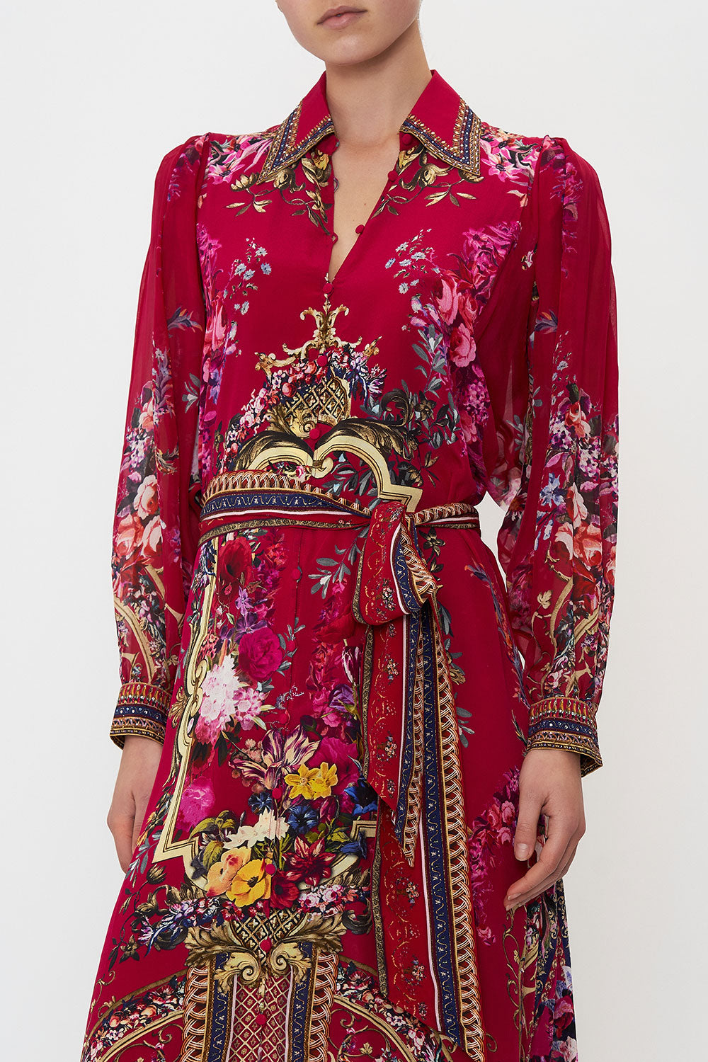 CURVED COLLAR SHIRT DRESS BOHEME BLOOMS