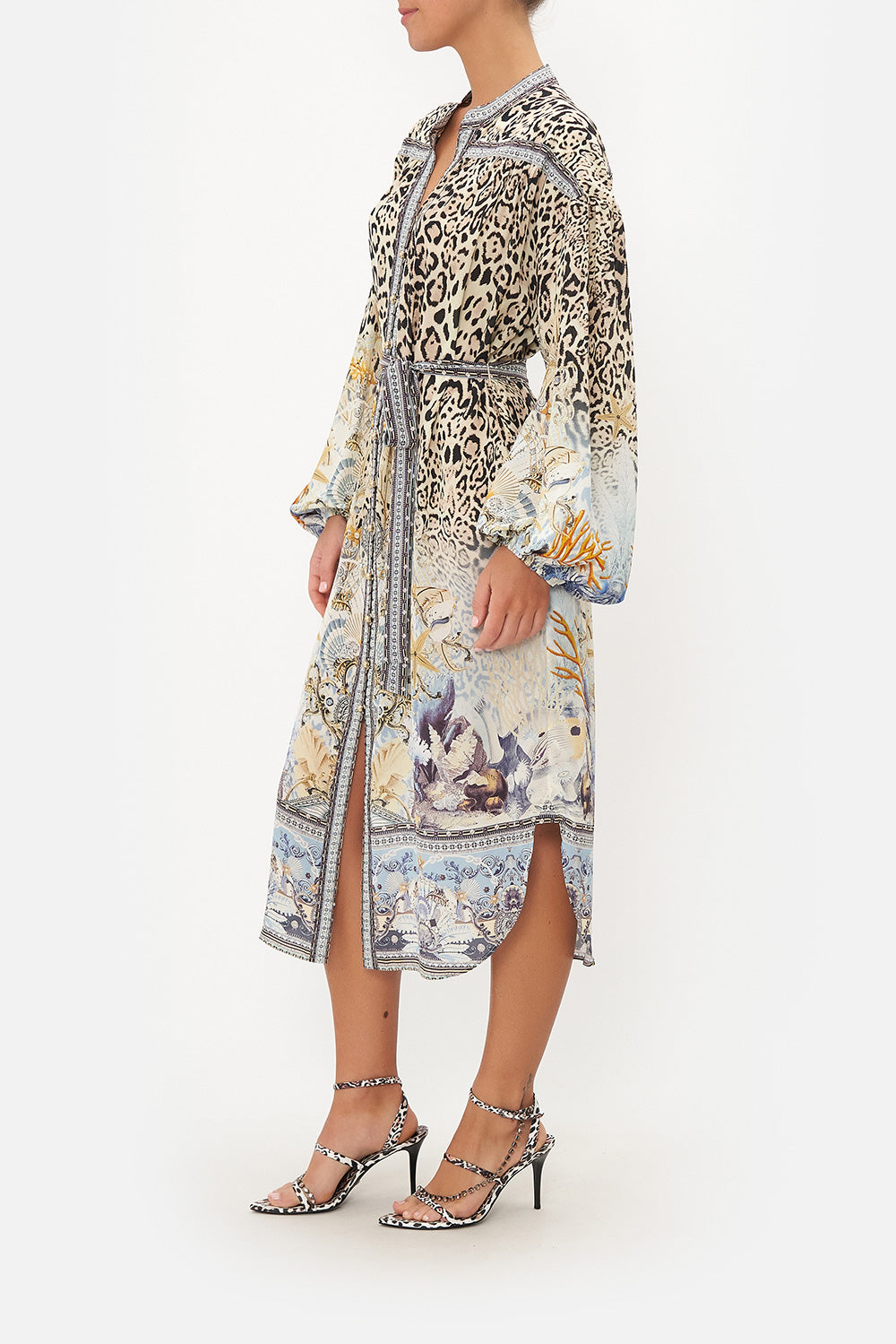 BLOUSON SLEEVE MIDI DRESS SEAHORSE SONNET