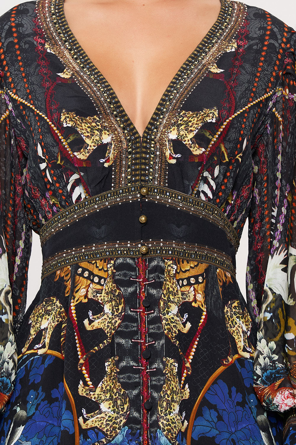 BUTTON FRONT FRILL DRESS HOLLYWOOD HEIST