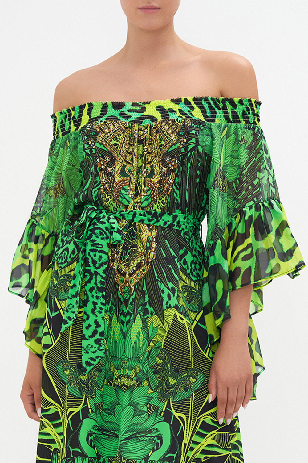 HIGH LOW HEM OFF SHOULDER DRESS GORILLA GROOVE