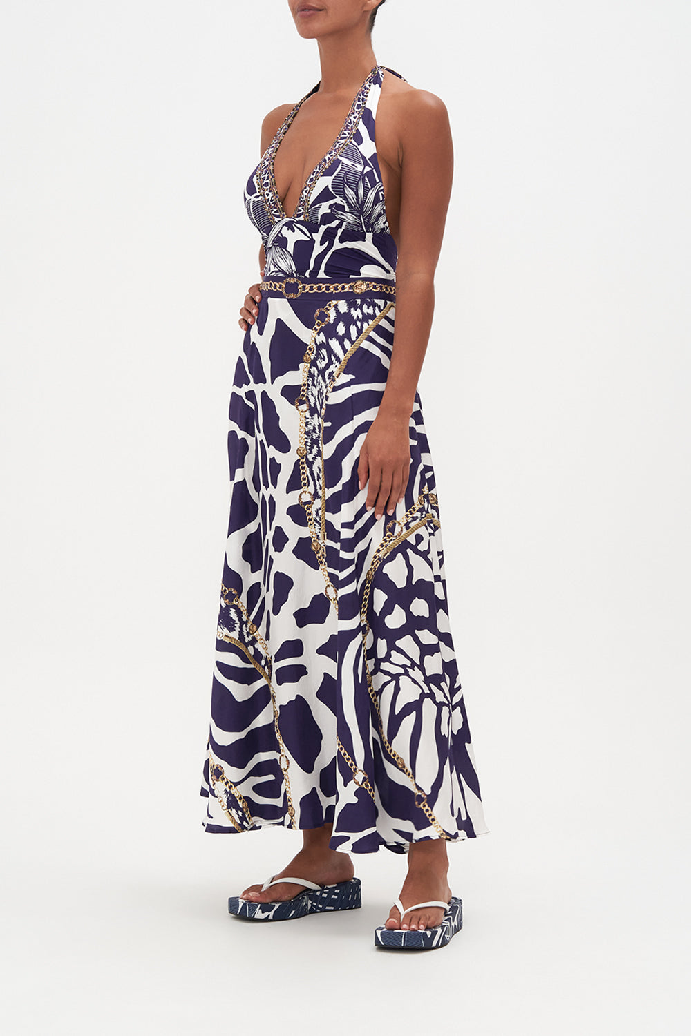 PANELLED FLARED LONG SKIRT WHERES YOUR HEAD AT