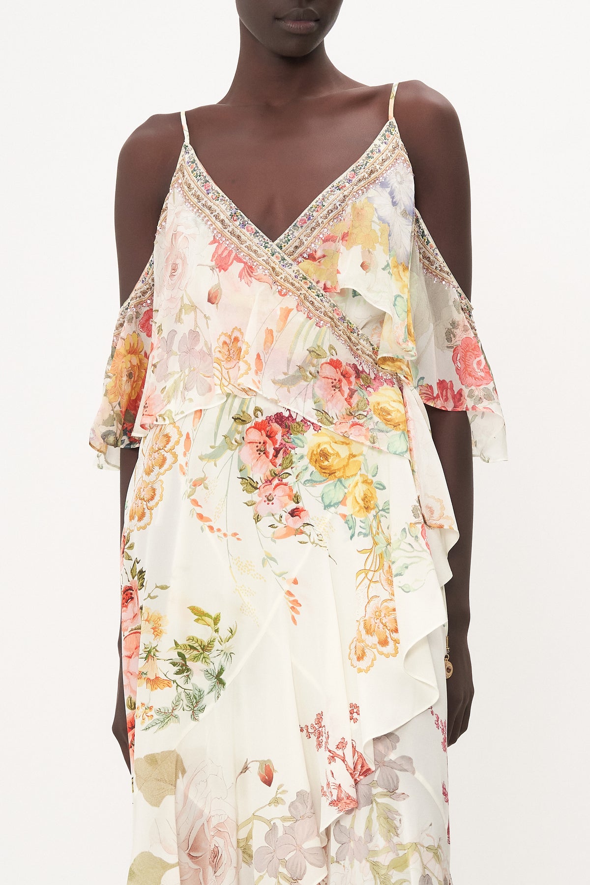 RUFFLE OVERLAYER WRAP DRESS ROMANTIC RITES