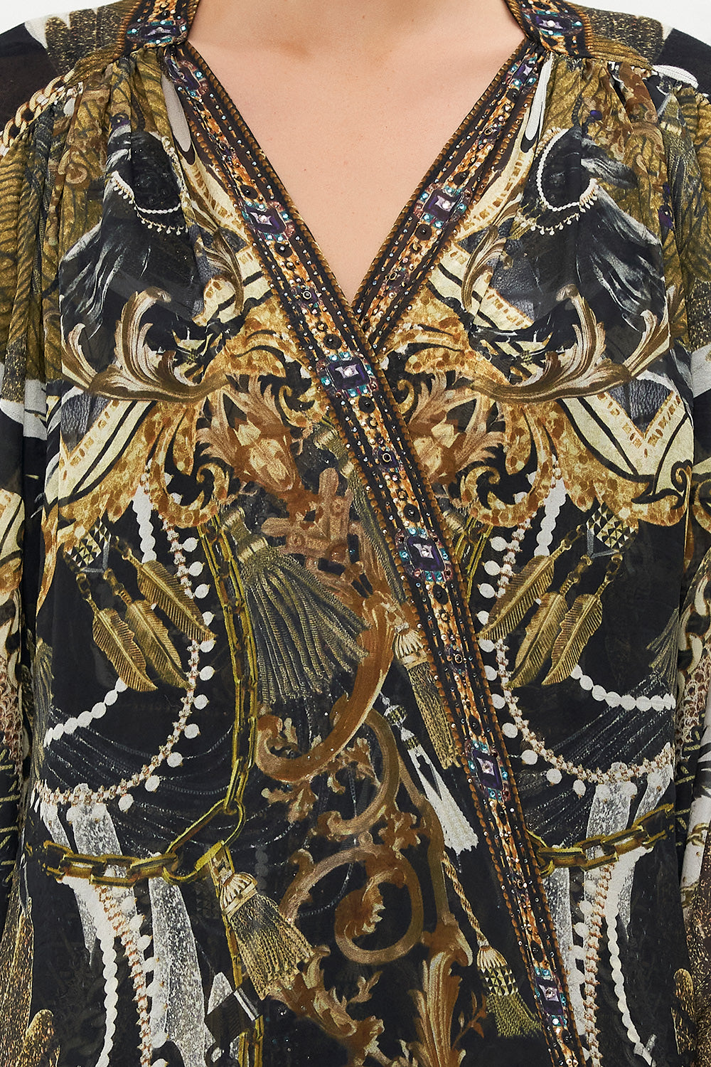 SHORT GATHERED LAYER WITH  DRAPED SHOULDER RAVIN RAVEN