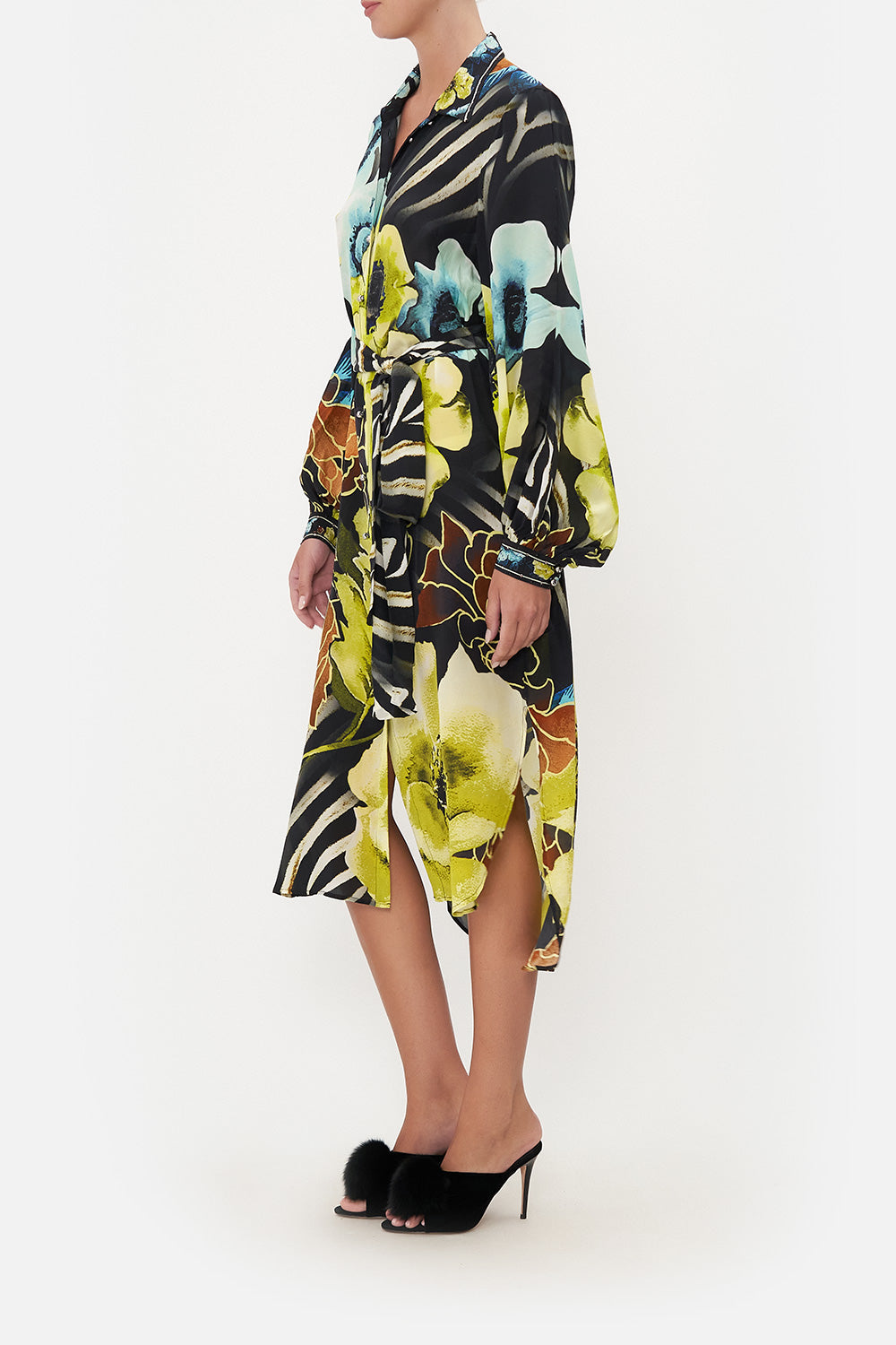 HIGH LOW MIDI SHIRT DRESS POPPY DIVINE