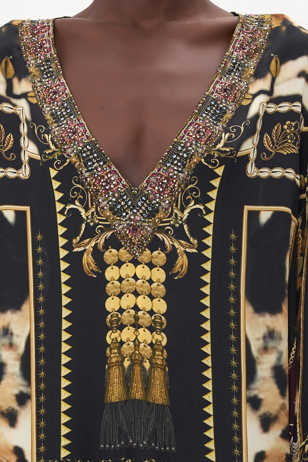 DRAPED BACK LONG SLEEVE DRESS DESERT DREAMS