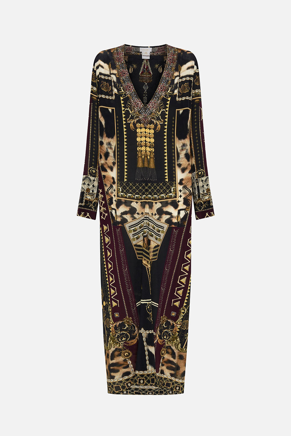 DRAPED BACK LONG SLEEVE DRESS DESERT DREAMS