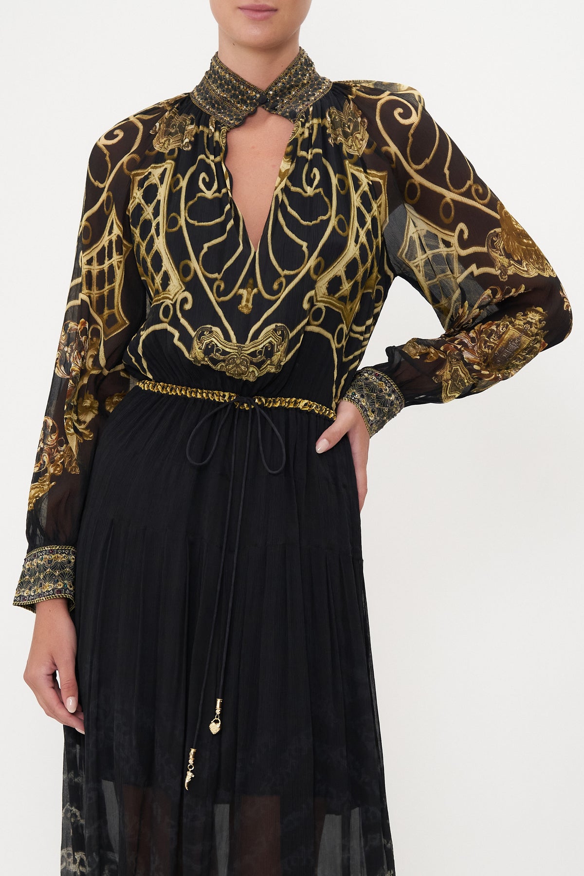 LONG SLEEVE DRESS WITH COLLAR SHADOWS OF ARMADA