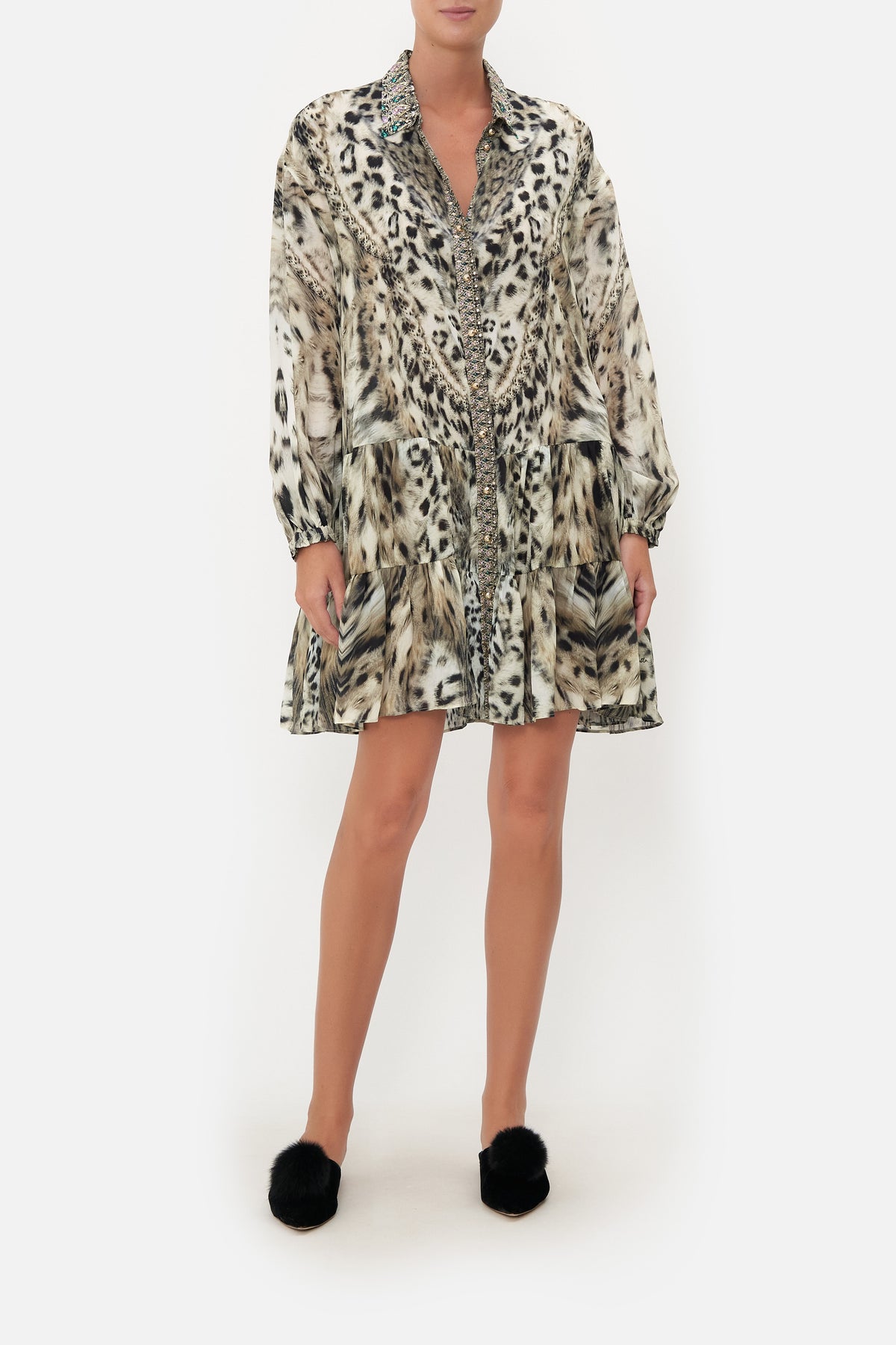 TIERED SHIRT DRESS SNOW WHISPERS