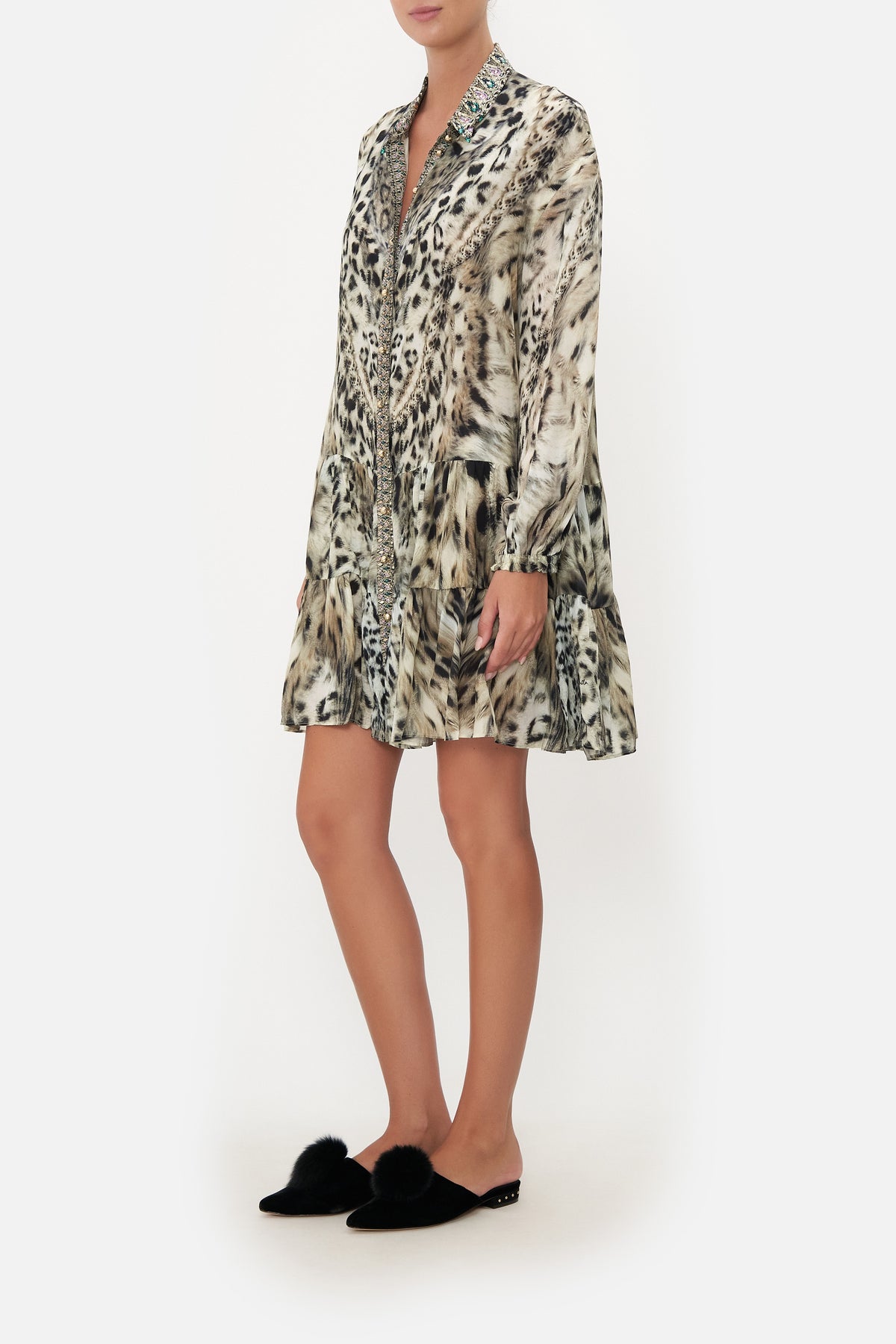 TIERED SHIRT DRESS SNOW WHISPERS