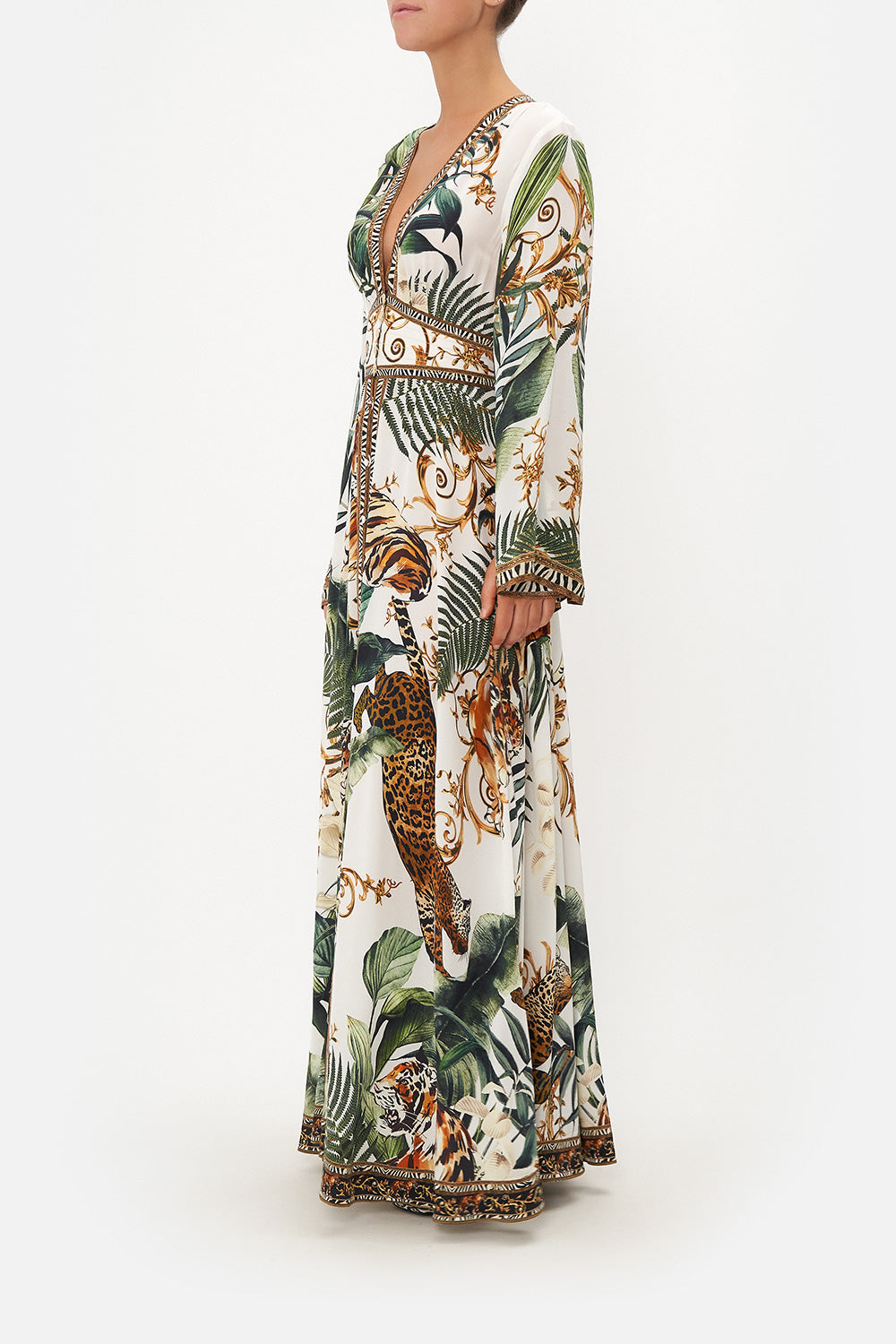 KIMONO SLEEVE DRESS WITH SHIRRING DETAIL TIGER TRAP