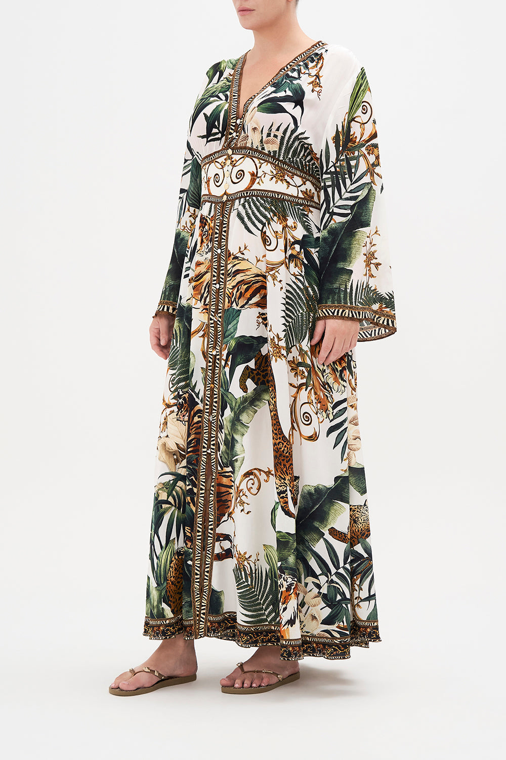 KIMONO SLEEVE DRESS WITH SHIRRING DETAIL TIGER TRAP