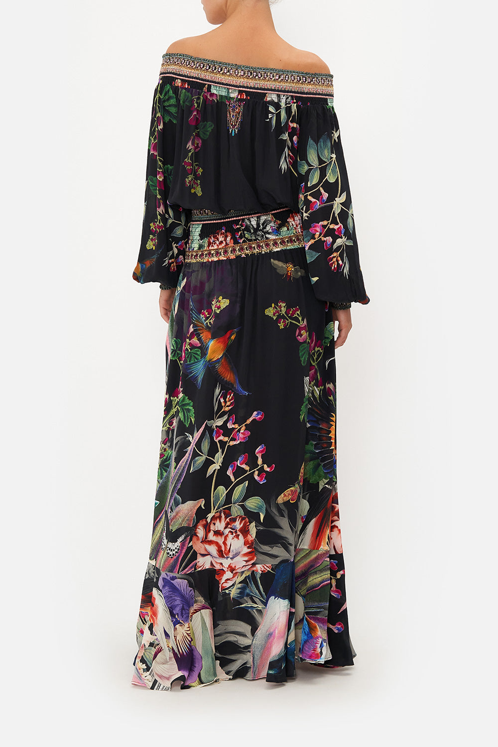 OFF SHOULDER SHIRRED DRESS PARADISO PLACE