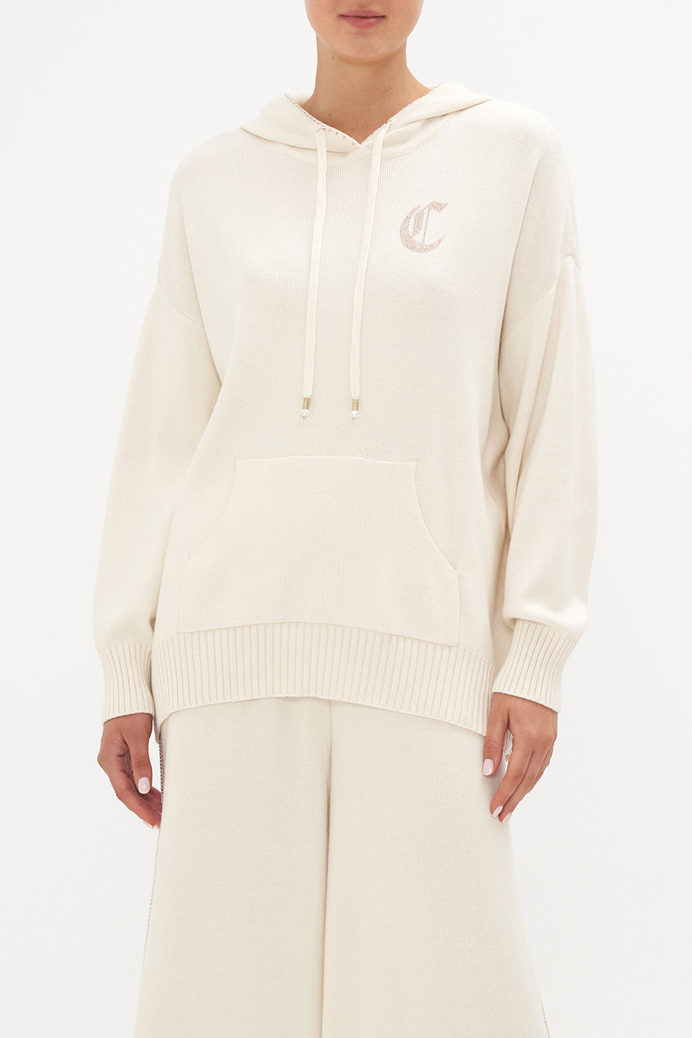 COTTON CASHMERE KNIT HOODIE CAT NAP
