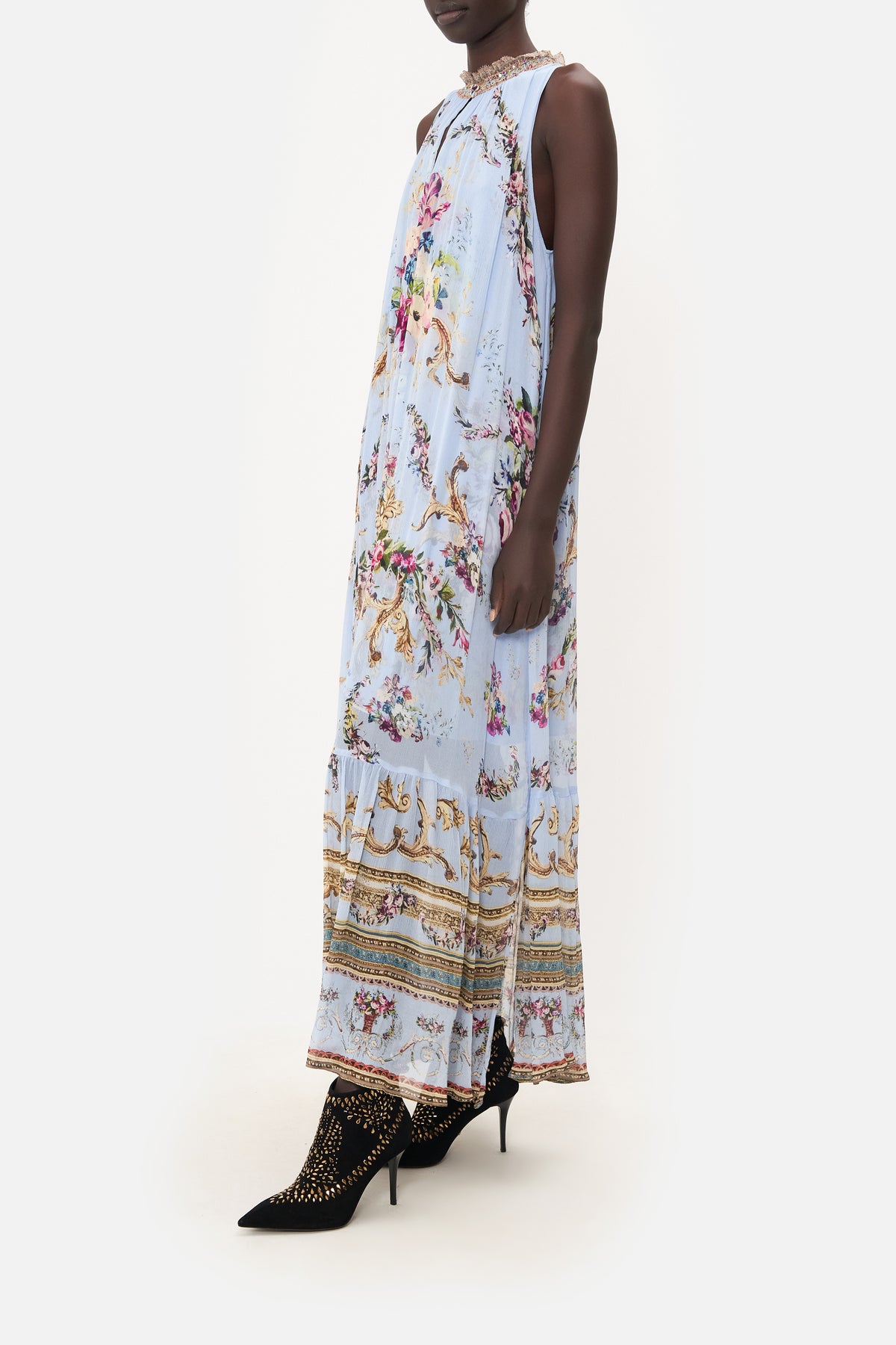 HIGH NECK KEYHOLE DRESS FLORAFUL