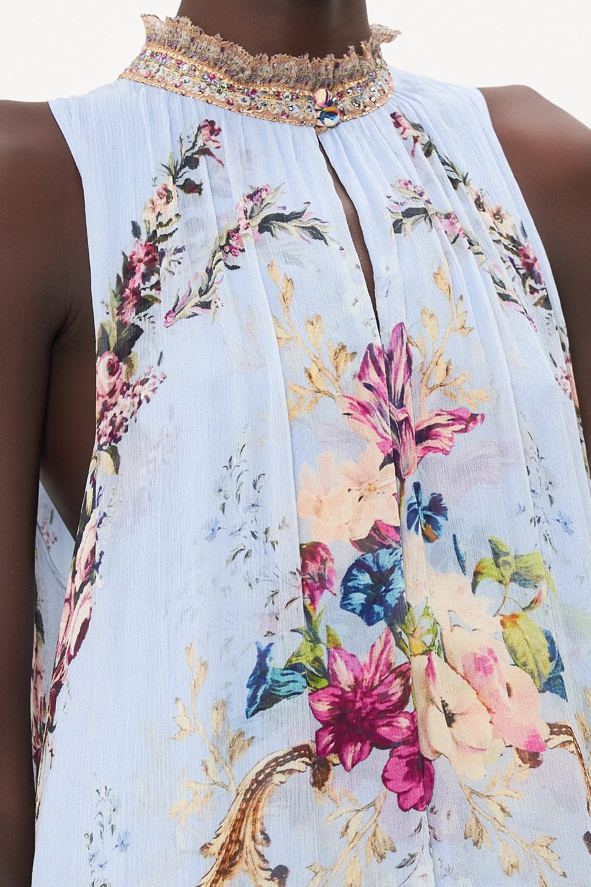 HIGH NECK KEYHOLE DRESS FLORAFUL