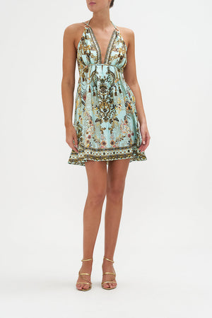 Short Flared Dress With Hardware Adieu Yesterday print by CAMILLA
