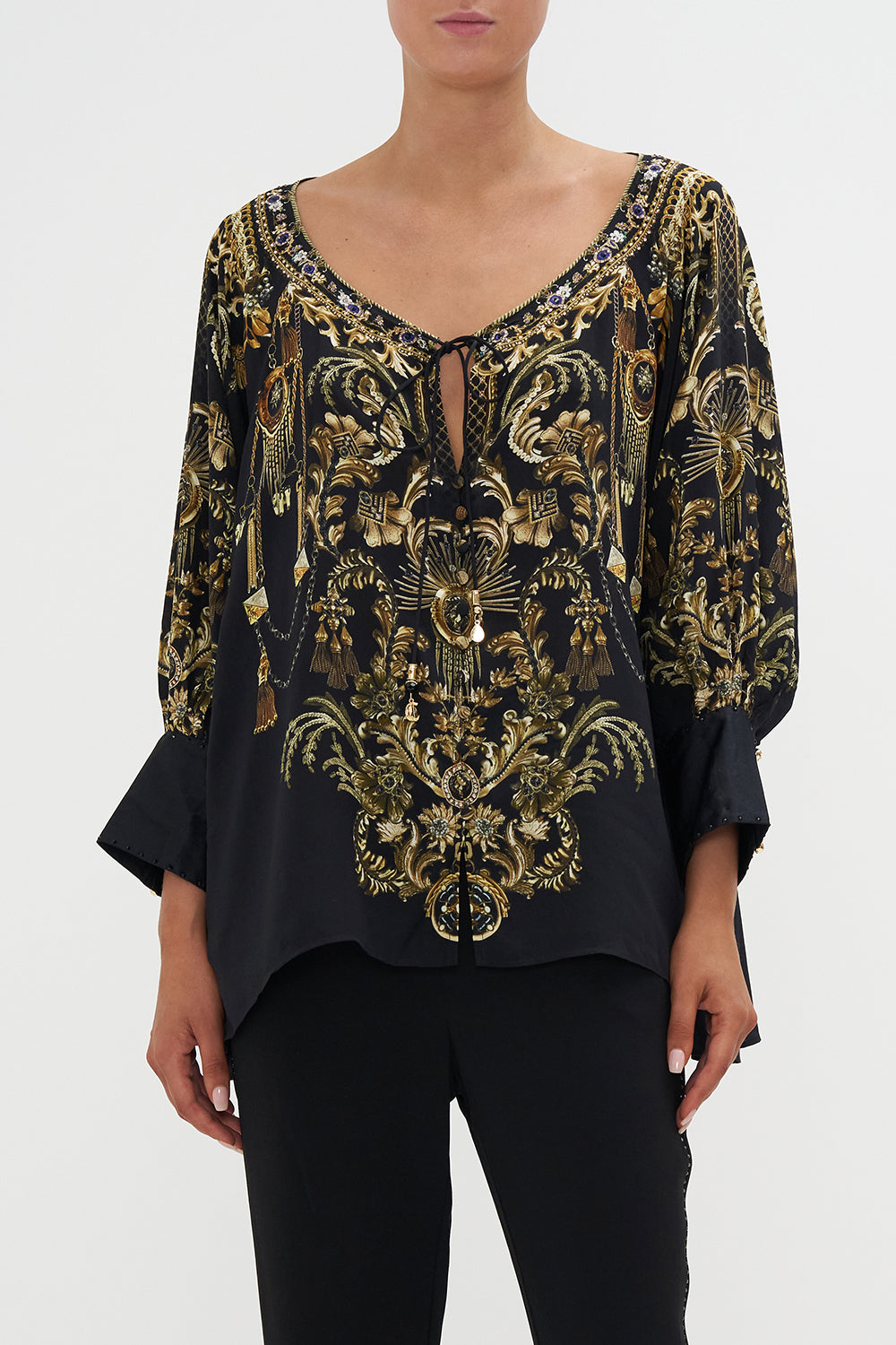 RAGLAN SLEEVE BUTTON UP TOP THE NIGHT IS NOIR