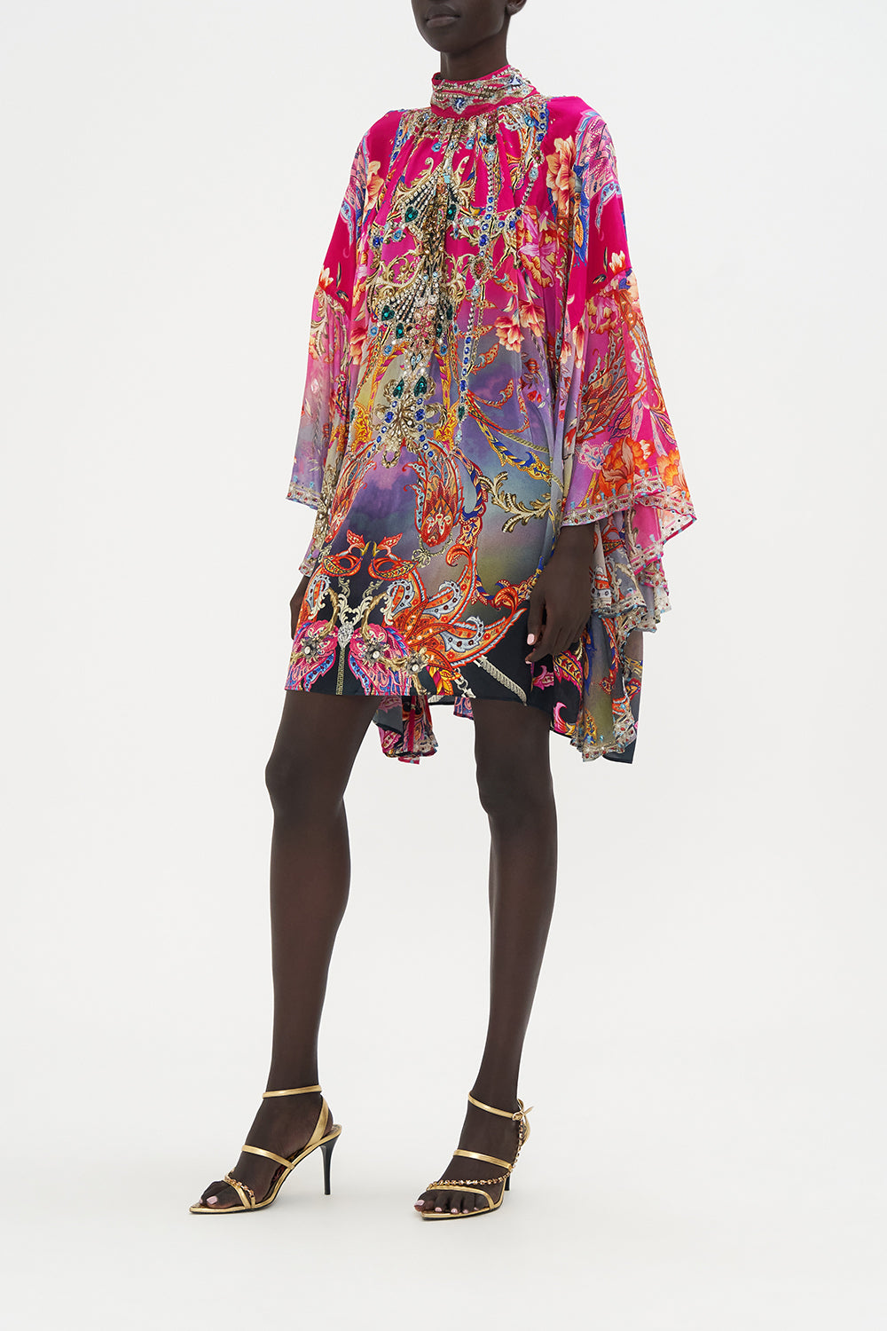 HIGH NECK RUFFLE SWING DRESS WHAT LIES BENEATH