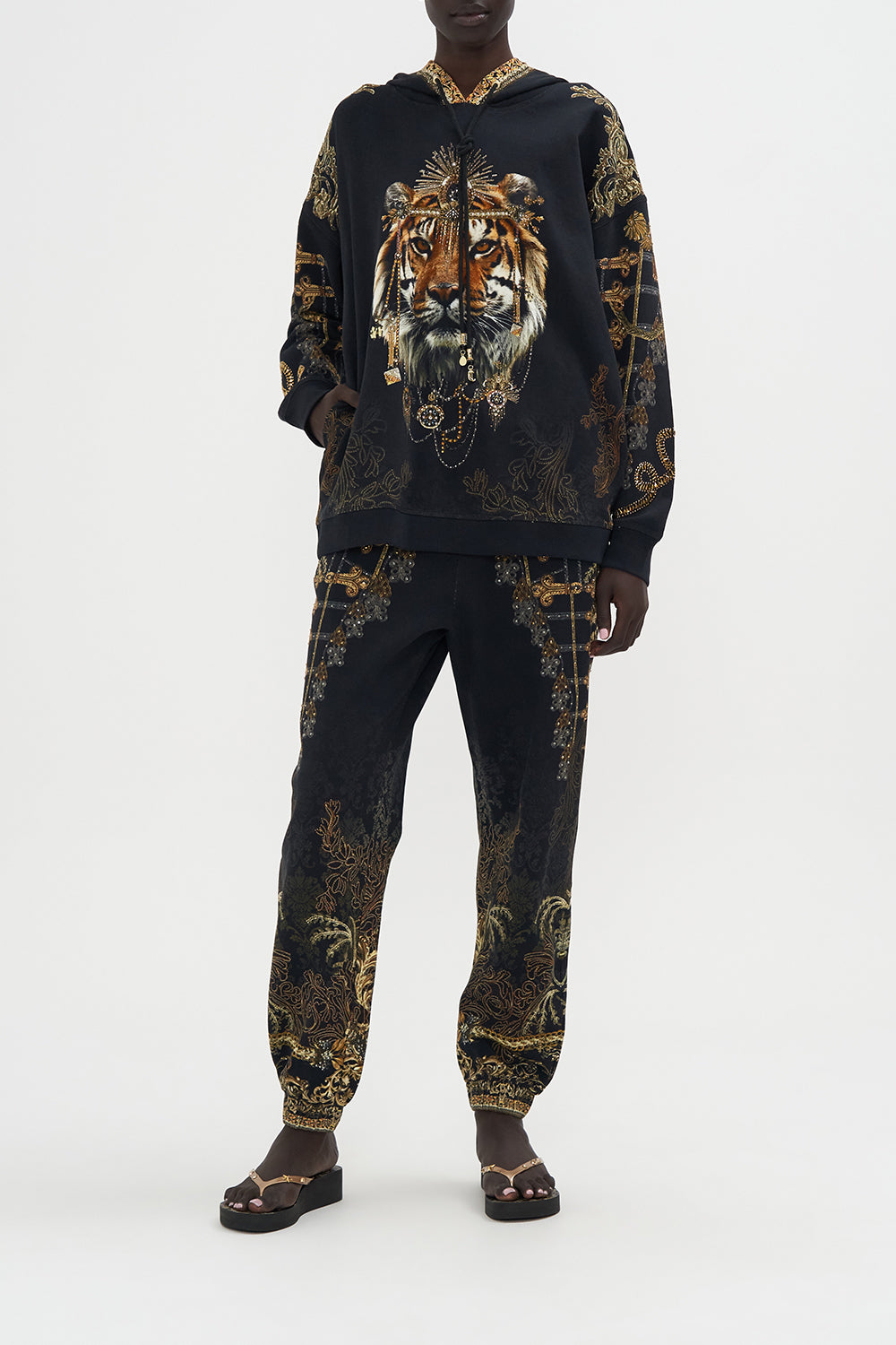 Hoody With Pockets The Night Is Noir print by CAMILLA