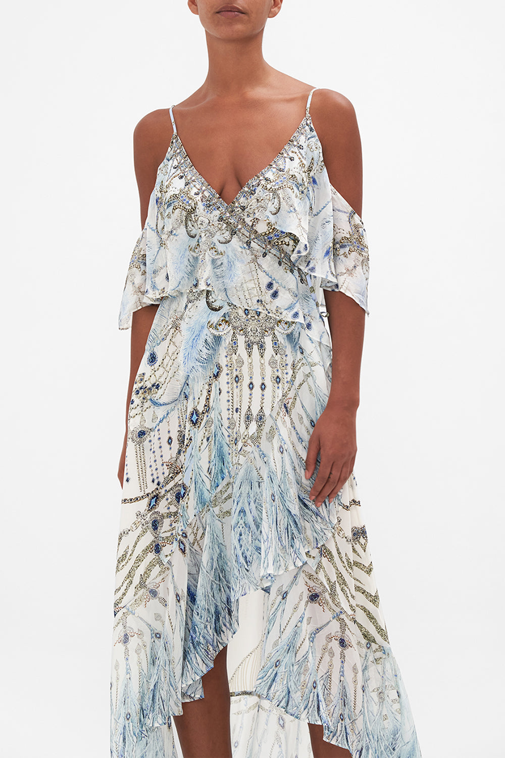 RUFFLE OVERLAYER WRAP DRESS THE BEETLES