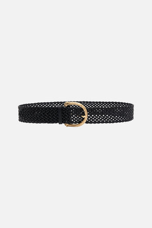 Braided Leopard Buckle Belt Solid Black print by CAMILLA