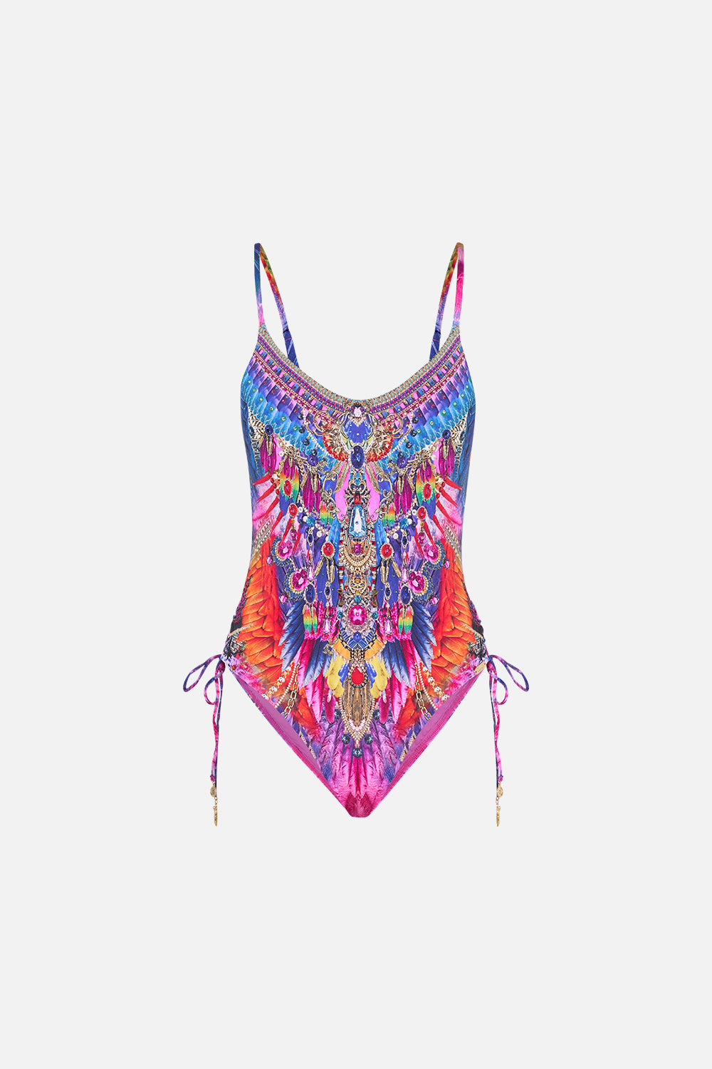 SCOOP NECK LACE UP SIDE ONE PIECE DANCING WITH DESTINY