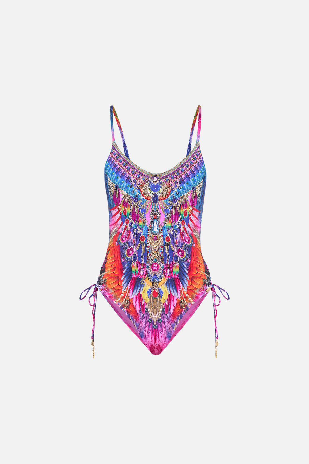 SCOOP NECK LACE UP SIDE ONE PIECE DANCING WITH DESTINY