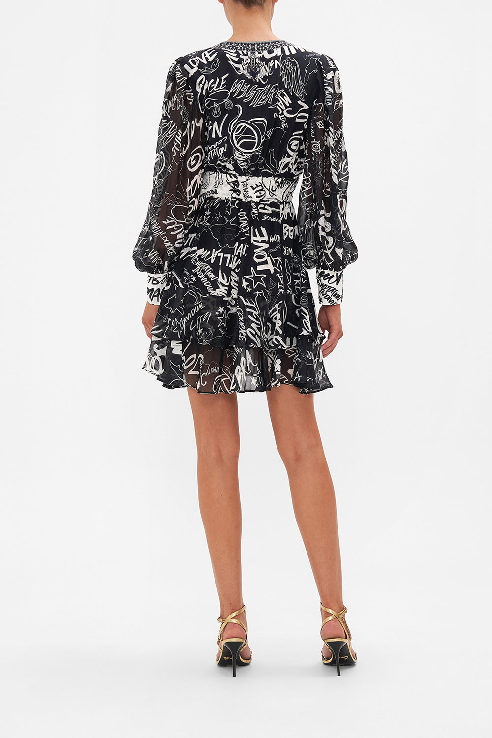 BUTTON FRONT FRILL DRESS SPIRIT SCRIBBLE