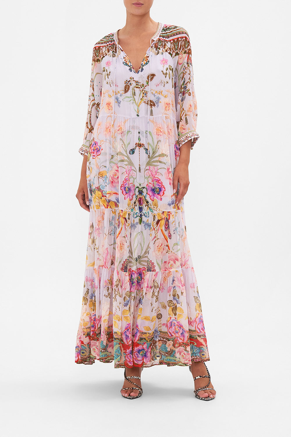 LONG GATHERED PANEL DRESS NATURES KALEIDOSCOPE