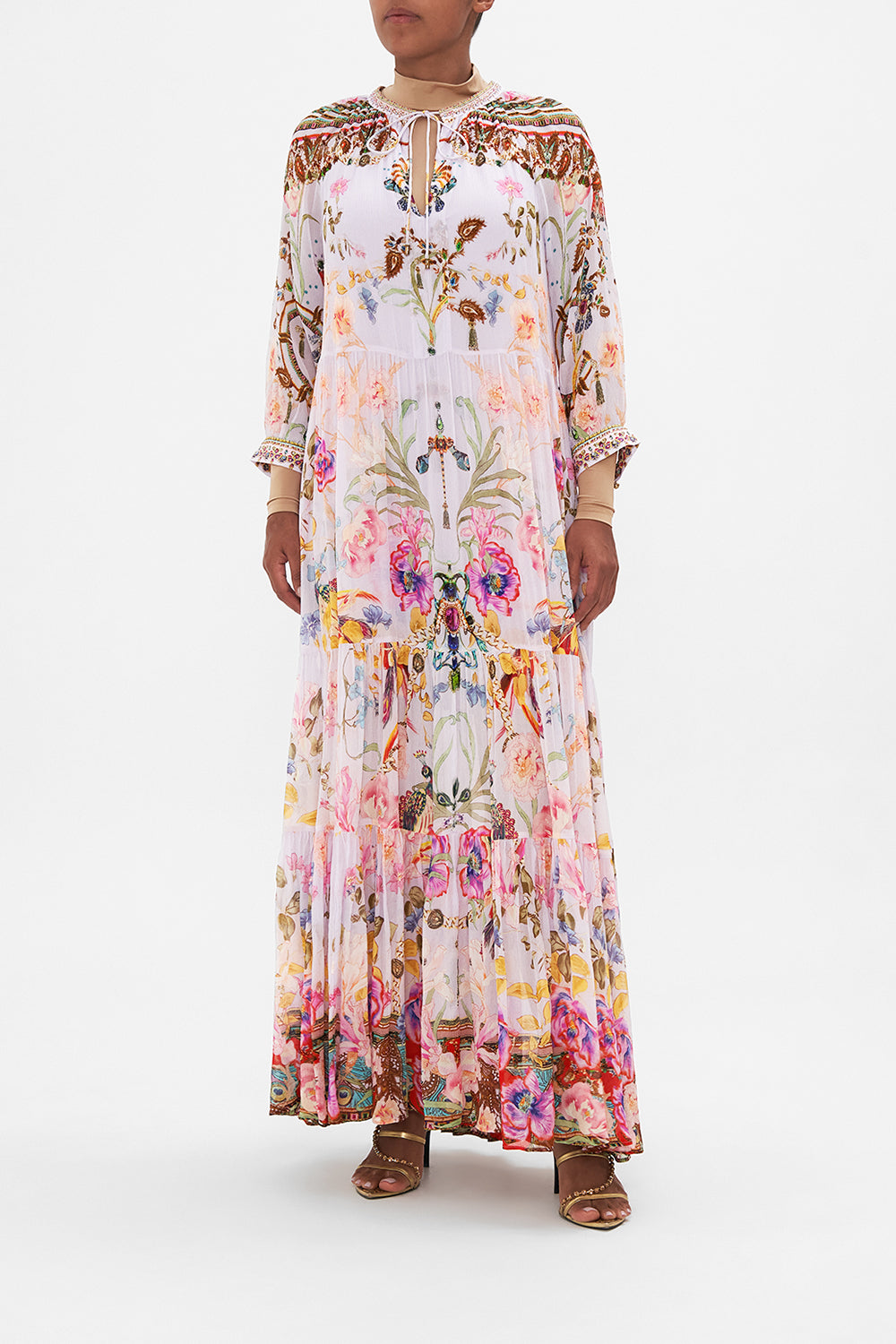 LONG GATHERED PANEL DRESS NATURES KALEIDOSCOPE