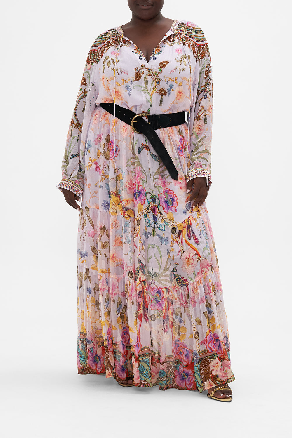 LONG GATHERED PANEL DRESS NATURES KALEIDOSCOPE