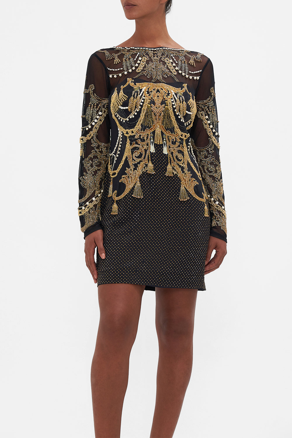 SPLICED MESH SHORT DRESS RAVIN RAVEN