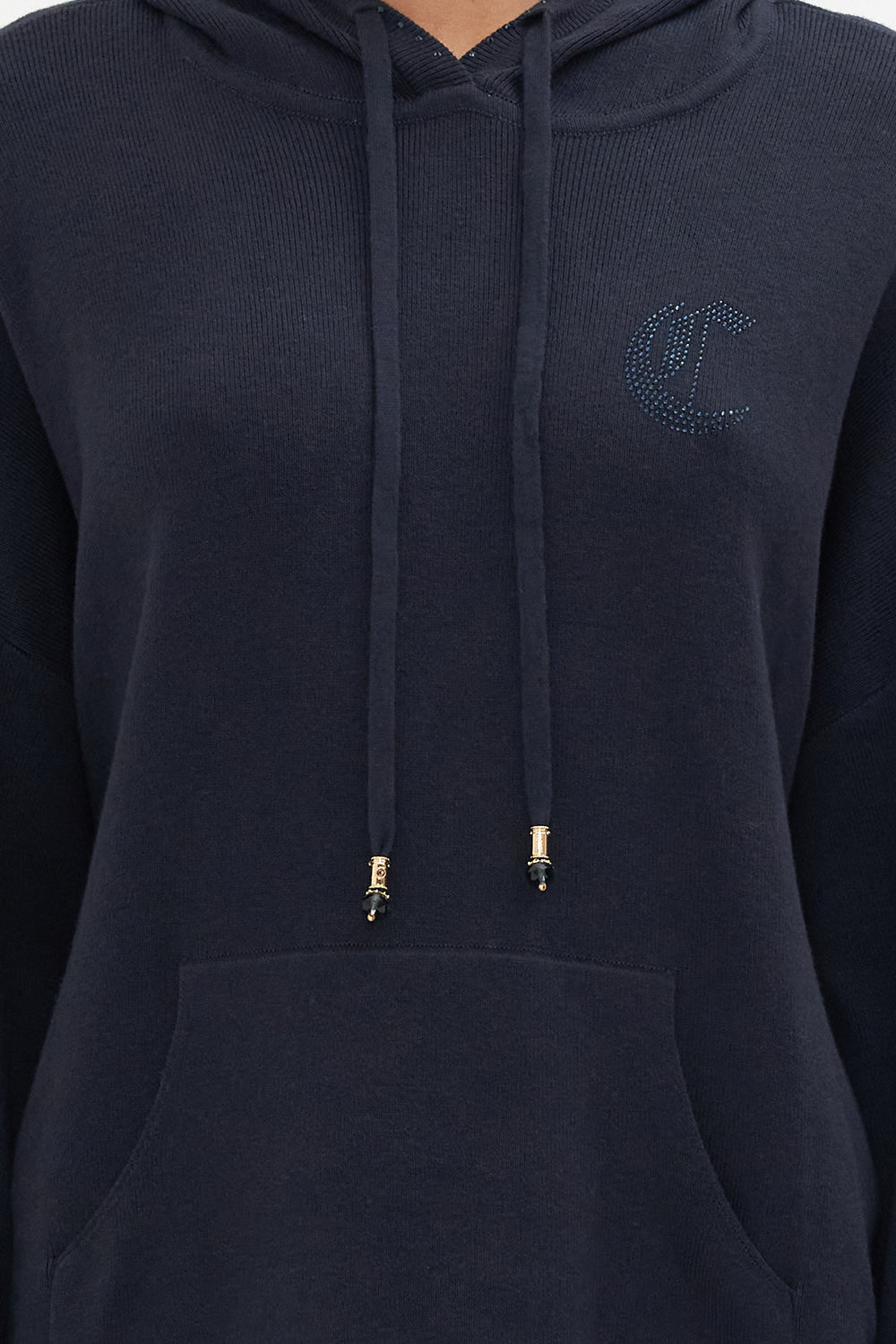 COTTON CASHMERE KNIT HOODIE SHES A CRAZY CAT