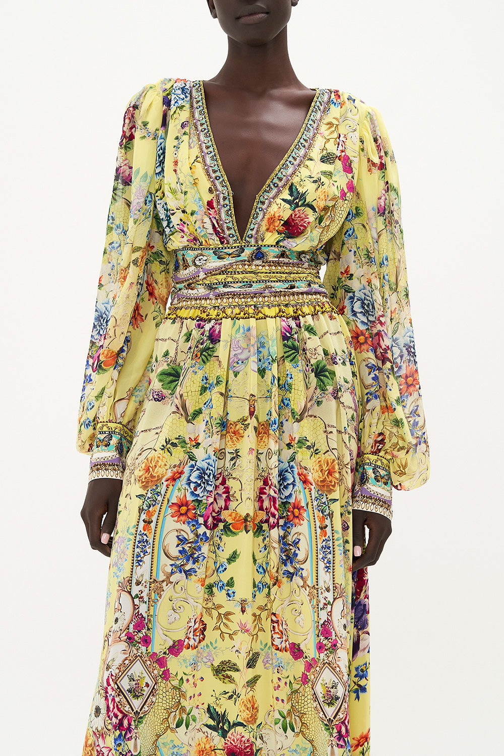 LONG DRESS WITH BLOUSON SLEEVE BIRDS AND THE BEES