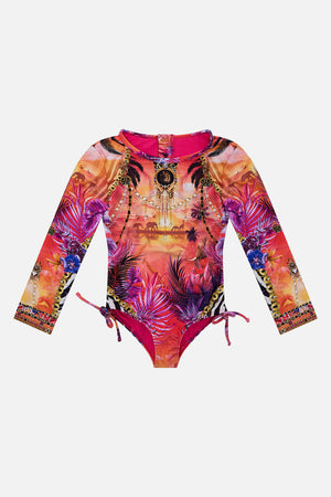 Product view of MILLA By CAMILLA kids bright paddle suit in Wild Loving print 