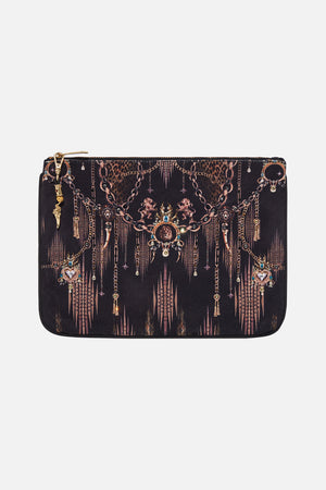 Product view of CAMILLA animal print clutch bag in Jungle Dreaming print 