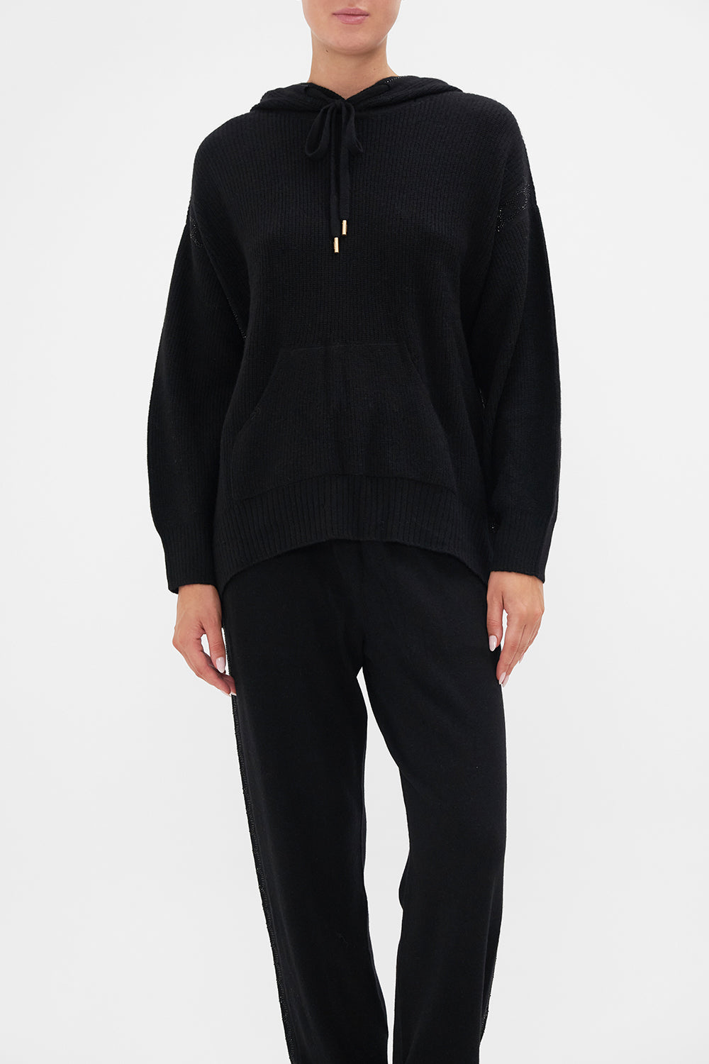 WOOL CASHMERE BLEND KNIT HOODIE LIONS MANE