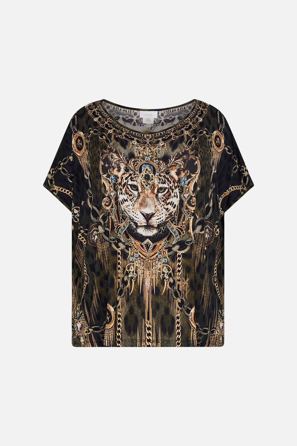 LOOSE FIT ROUND NECK TEE - ALL OVER PRINT LIONS MANE